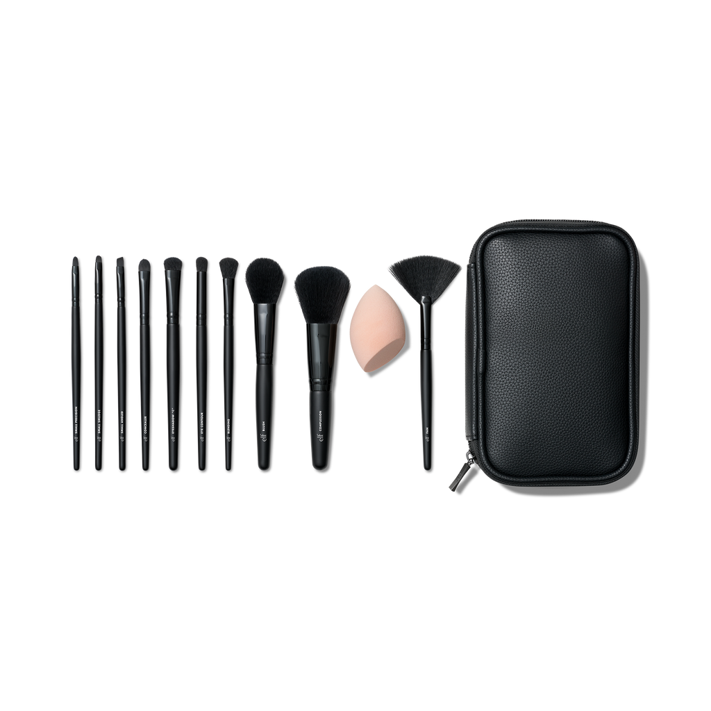 Full Face & Eye Makeup Brush Set with Travel Case